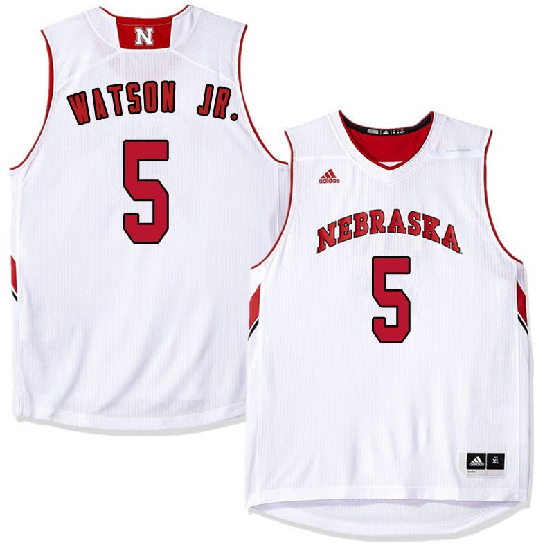 Men Nebraska Cornhuskers #5 Glynn Watson Jr. College Basketball Jersyes Sale-White